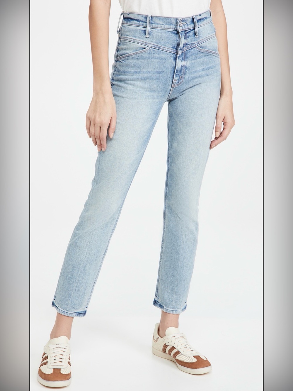 MOTHER The Dazzler Yoke Front Ankle Light Blue  Jeans